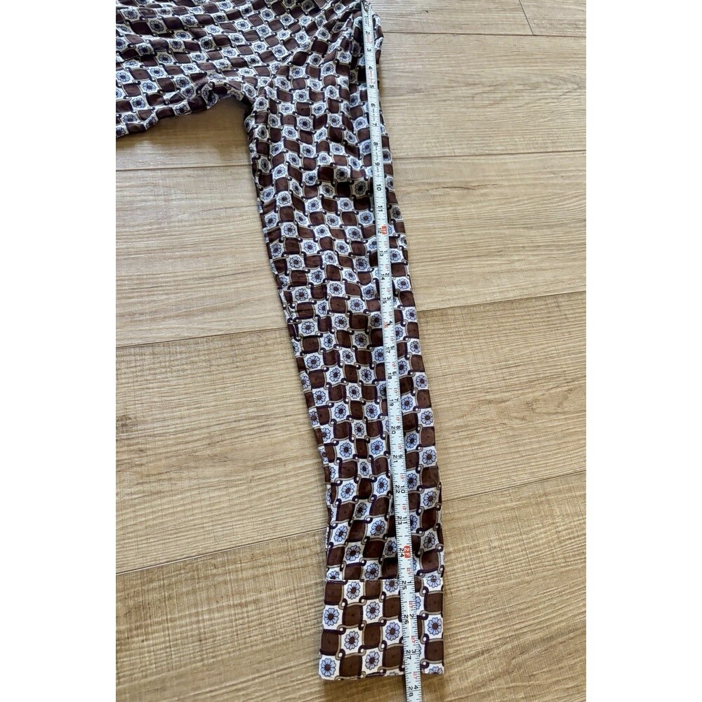 Silk Blend Retro Geo Print Blouse Designer Robert In’t Veld Italy Brown Sz M/L - Picture 10 of 10